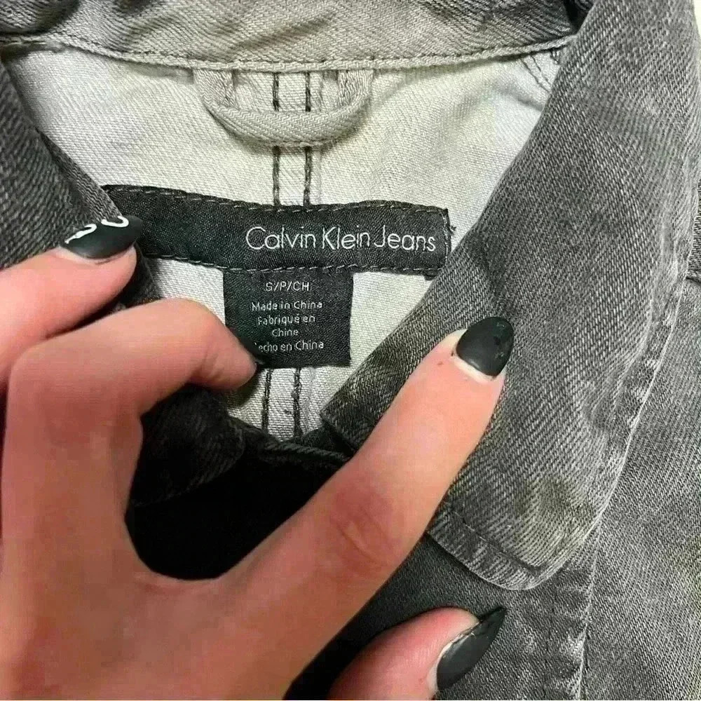 Vintage Calvin Klein Black Wash Denim Biker Style Jacket Women’s Size Small - Picture 5 of 12